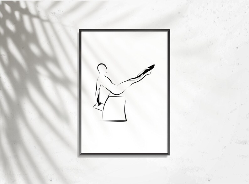 Pilates Reverse Swan Teaser Wunda Chair Pose, Pilates Wall Art, Modern Minimalist Studio Decor, Printable Fitness Art image 1