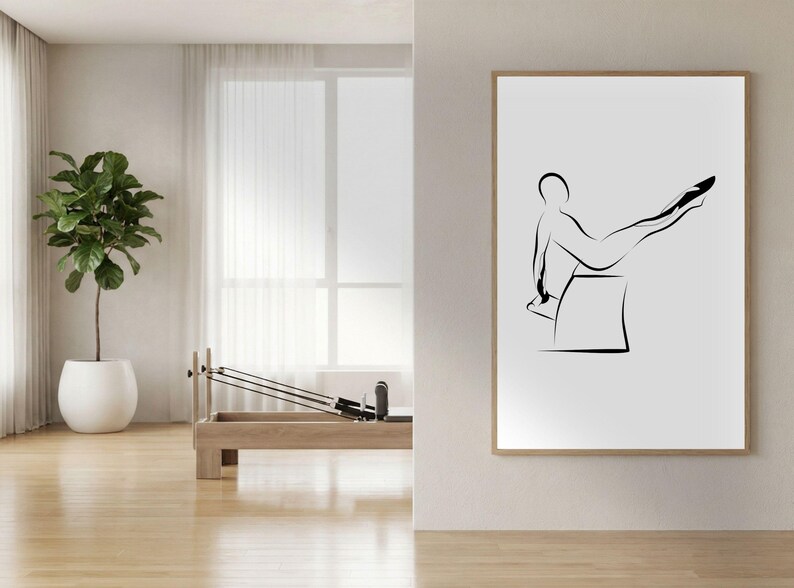 Pilates Reverse Swan Teaser Wunda Chair Pose, Pilates Wall Art, Modern Minimalist Studio Decor, Printable Fitness Art image 2