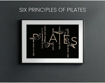 Pilates Principles Wall Art, Six Principles of Pilates , Modern Pilates Studio Decor, Minimal Fitness Typography, Printable Pilates Art