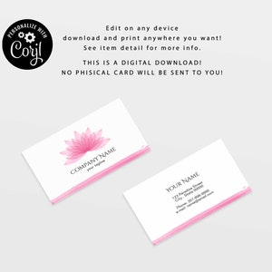 Cartão de visita da flor de lótus da aquarela | Logotipo da flor de lótus | Cartão de visita Lótus