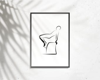 Pilates Wunda Chair Pose Print, Minimalist Line Art (Digital Download)