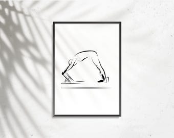 Postura del Elefante Reformer de Pilates, Arte mural con movimiento elegante, Arte de fitness imprimible / Impresión artística de Pilates Reformer