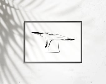Pilates Big Twist Teaser Wunda Chair Pose, Pilates Wall Art, Modern Minimalist Studio Decor, Printable Fitness Art