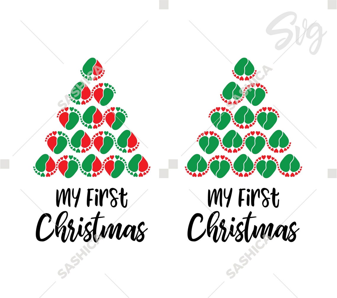 Christmas Tree With Baby Feet Svg and Png Baby Feet Svg Instant