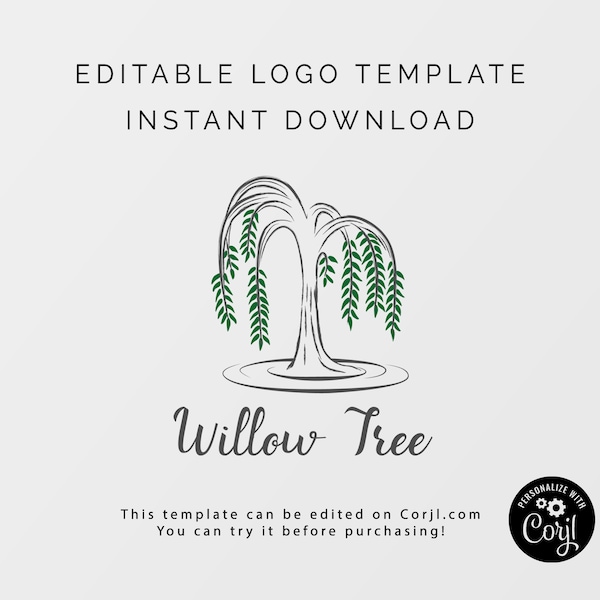 Willow Tree Logo | Photography Logo | Blog Logo | Boutique Logo | Business Logo | Editable Wilow Tree Logo | INSTANT DOWNLOAD