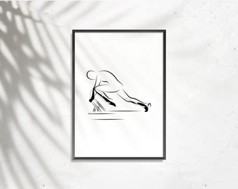 Pilates Knee Stretches Reformer Pose, Graceful Movement Wall Art, Modern Minimalist Studio Decor, Printable Fitness Art