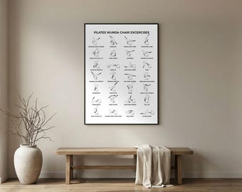Abstract Pilates Body Line Art | Pilates Wunda Chair Exercises | Printable Fitness Art, Instant Download | Pilates Wunda Chair Poster