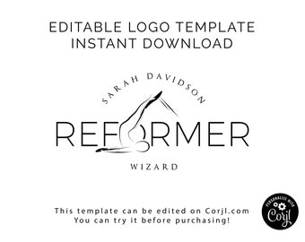Pilates logo | Pilate logo  | Workout logo | Editable logo | INSTANT DOWNLOAD