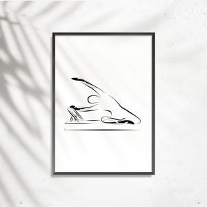 Pilates Reformer Mermaid Pose Print, Minimalist Line Art (Digital Download)