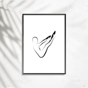 Impresión artística de poses de pilates, decoración minimalista para fitness (descarga digital)