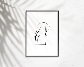 Pilates Pull Up Wunda Chair Pose, Printable Fitness Art, Pilates Pose Art Print: Minimalist Line Art (Digital Download)