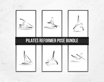 Complete Pilates Reformer Workout Art, 28 Printable Poses, Home Gym Decor Bundle, Instant Download