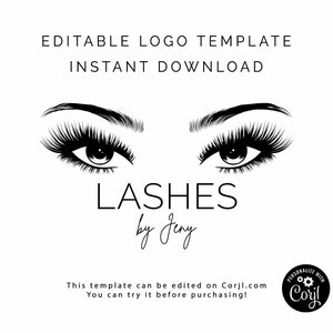 Editable Lashes Logo: Makeup Artist Branding (Instant Download)