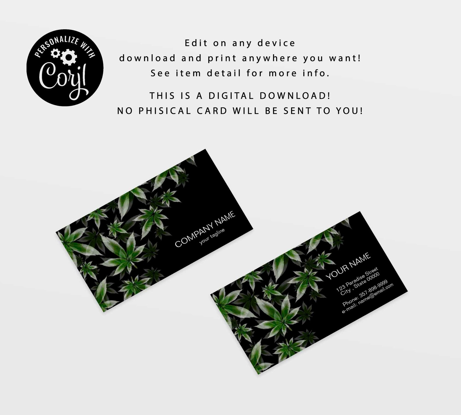Marijuana Business Card Marijuana Logo Cannabis Business Etsy
