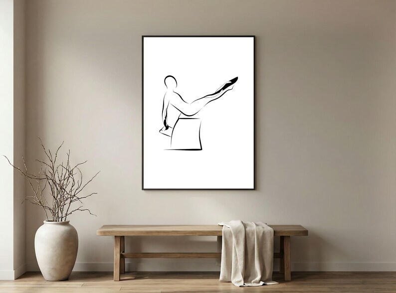 Pilates Reverse Swan Teaser Wunda Chair Pose, Pilates Wall Art, Modern Minimalist Studio Decor, Printable Fitness Art image 3