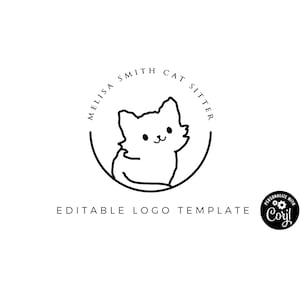 Cat logo | Cat Sitter logo  | Cat lover logo | Cat training logo | Cat walking logo | Editable logo | INSTANT DOWNLOAD