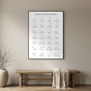 Dessin au trait abstrait Pilates pour le corps | Exercices Pilates Reformer | Décoration murale minimaliste moderne, art de la remise en forme imprimable, téléchargement immédiat