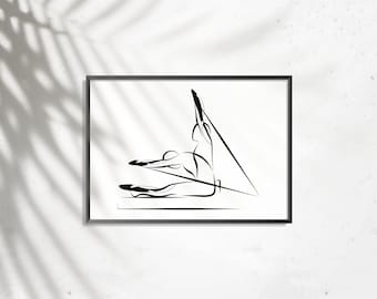 Pilates Pose Art Print: Minimalist Studio Decor (Digital Download)