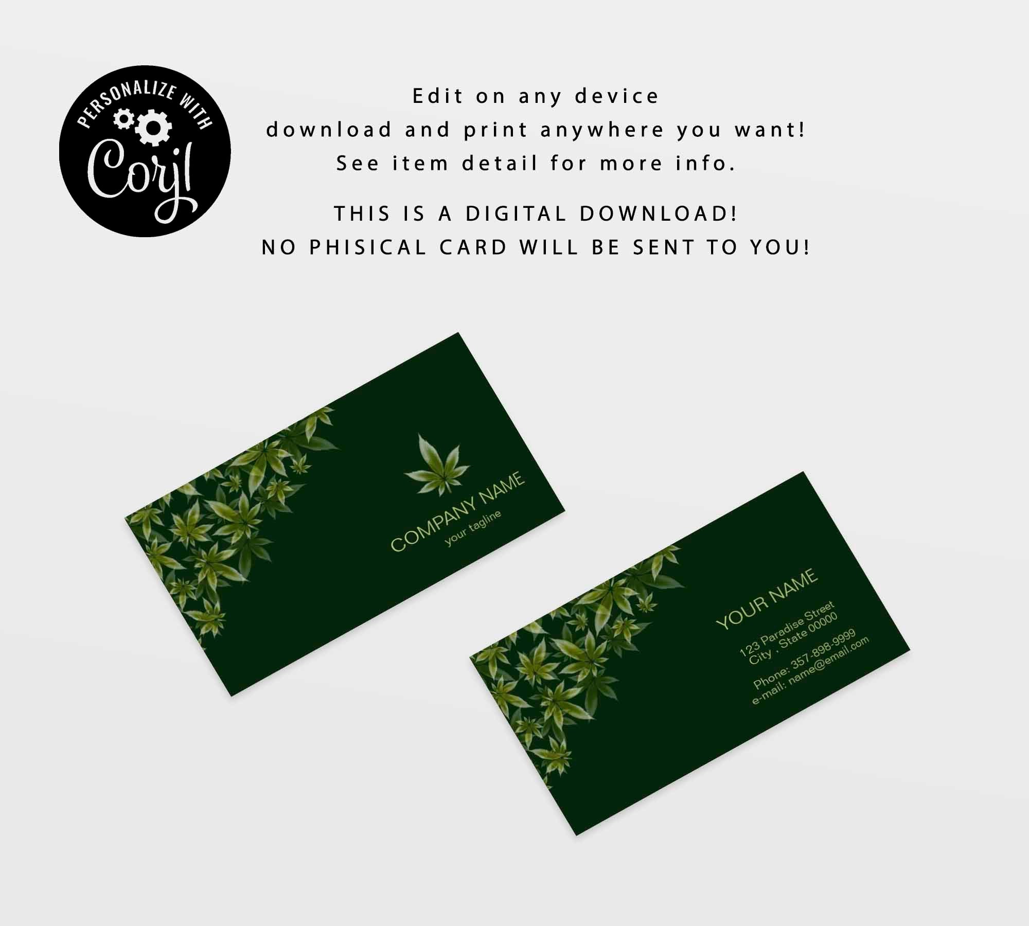 Marijuana Business Card Marijuana Logo Cannabis Business Card Cannabis