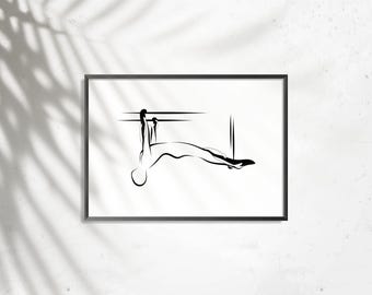 Pilates Pose Print: Minimalist Line Art (Digital Download)