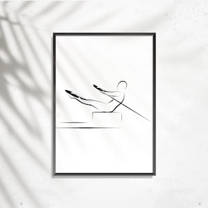 Pilates Reformer teaser pose print, minimalistische studiokunst (digitale download)