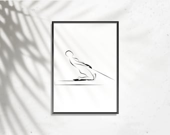 Pilates Tight Stretch Reformer Pose, Graceful Movement Wall Art, Printable Fitness Art, Pilates Reformer Art Print