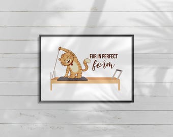 Pilates Cat Art Print | Kawaii Workout Poster (Digital Download)