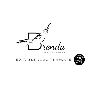 Logotipo da letra B do Pilates | Logotipo do Pilates | Logotipo da letra B do monograma | Logotipo editável | DOWNLOAD INSTANTÂNEO