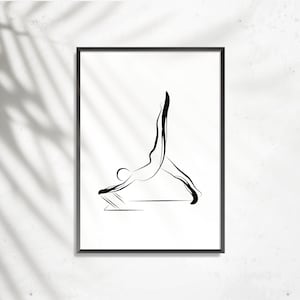 Pilates Arabesque Pose, Graceful Movement Wall Art, Modern Minimalist Studio Decor, Printable Fitness Art