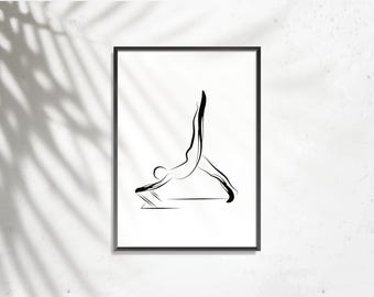 Pilates Arabesque Pose, Graceful Movement Wall Art, Modern Minimalist Studio Decor, Printable Fitness Art