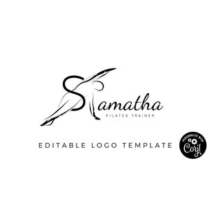 Logotipo da letra S do Pilates | Logotipo do Pilates | Logotipo da letra S do monograma | Logotipo editável | DOWNLOAD INSTANTÂNEO