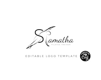 Pilates Letter S Logo: Editable Monogram Design (Instant Download)
