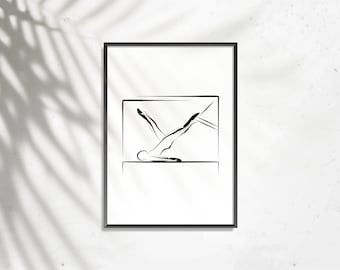 Pilates Pose Art Print: Minimalist Studio Decor (Digital Download)