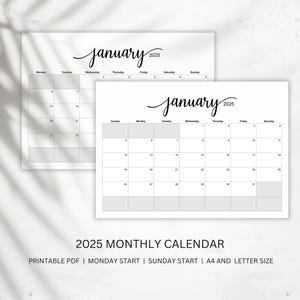 2025 Monthly Calendar , 2025 Calendar Planer , Printable pdf Calendar
