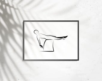 Pilates Seated Back Flat Wunda Chair Pose, Pilates Wall Art, Modern Minimalist Studio Decor, Printable Fitness Art