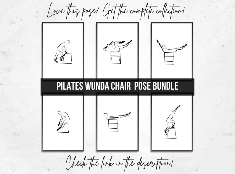Pilates Reverse Swan Teaser Wunda Chair Pose, Pilates Wall Art, Modern Minimalist Studio Decor, Printable Fitness Art image 5