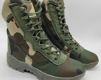 Men's Waterproof Leather Boots: Camo Cordura Hiking Work Boots