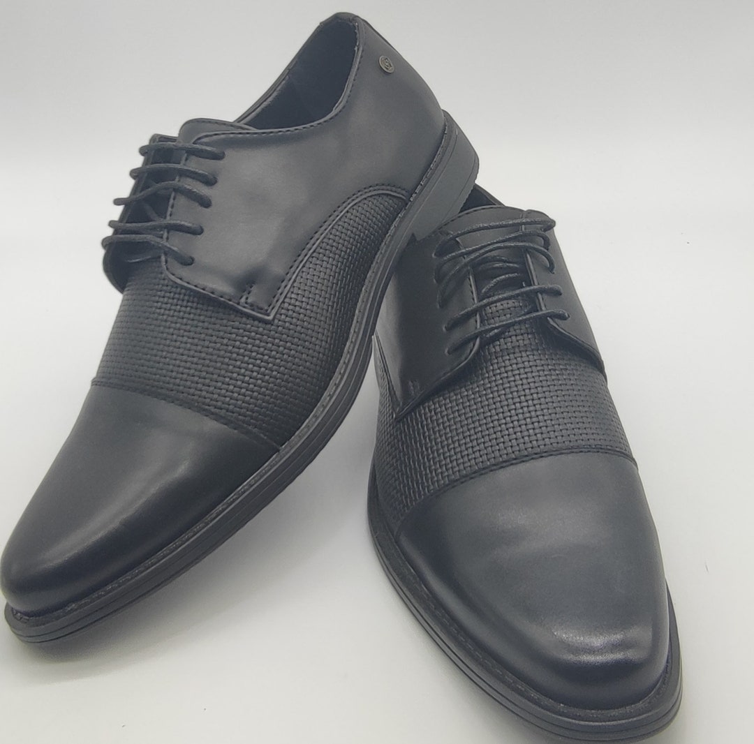 mens black leather trainer shoes