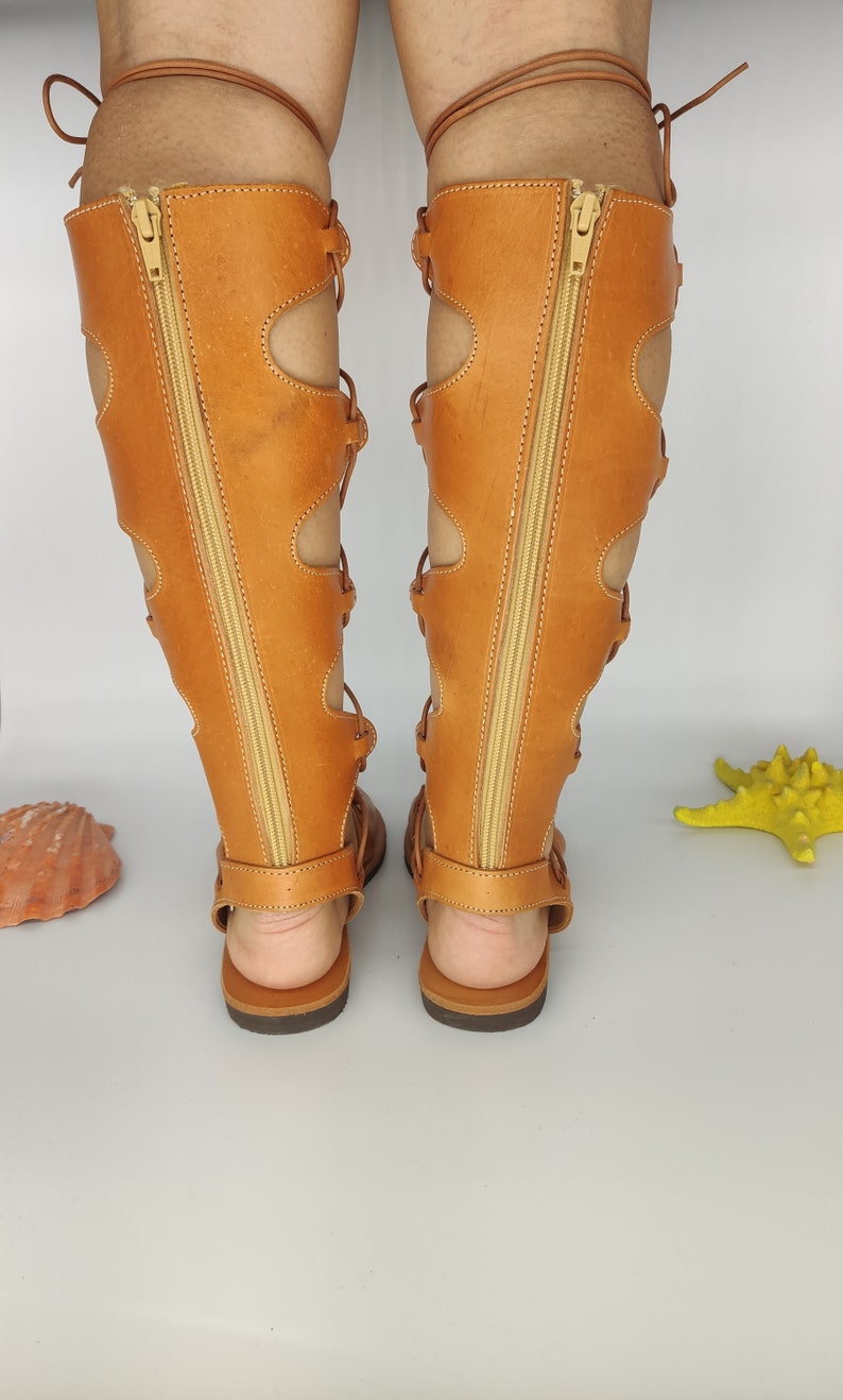 GLADIATOR HIGH Roman Greek handmade leather sandals Slim Sandals Handmade Sandals Gift for Her Made from 100/% Genuine Leather in Greece
