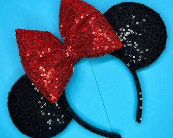 Black and Red Sequin Mouse Ears