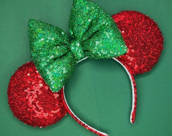 Red and Green Sequin Mouse Ears