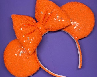 Bright Orange Sequin Mouse Ears