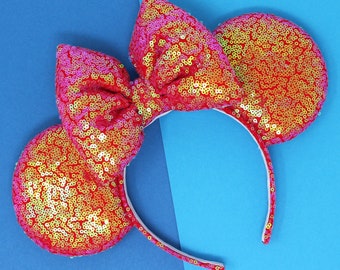 Iridescent Red Sequin Mouse Ears