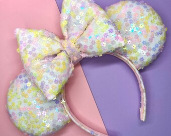 Pastel Iridescent Flower Sequin Mouse Ears