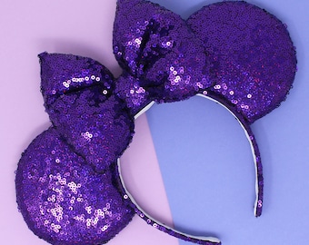 Holographic Purple Sequin Mouse Ears