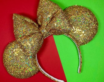 Gold Holographic Sequin Mouse Ears