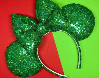 Green Holographic Sequin Mouse Ears