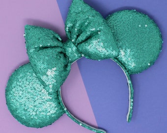 Matte Teal Sequin Mouse Ears