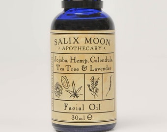 Botanical Facial Oil - Acne, Oily Skin - Jojoba Oil, Hemp Oil, Calendula Oil with Tea Tree & Lavender Essential Oil - Salix Moon Apothecary