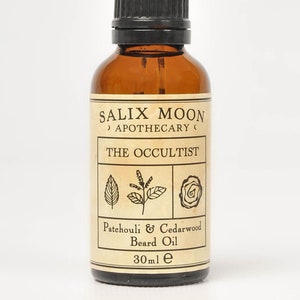 Botanical Beard Oil - Patchouli and Cedarwood Essential Oil - The Occultist - Salix Moon Apothecary
